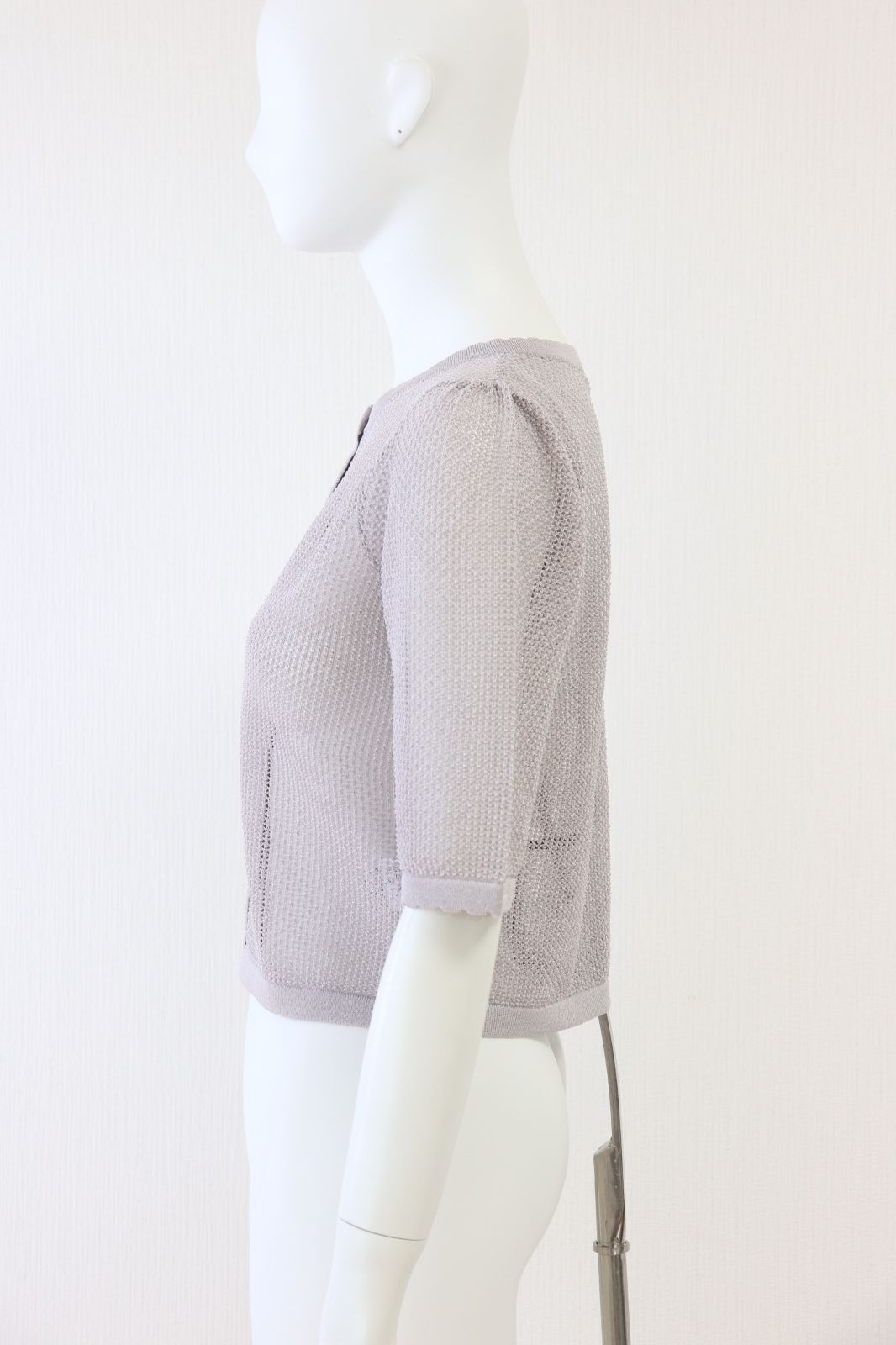 Rene 透かし編み五分袖カーディガン 5532030 商品 グレー ルネ