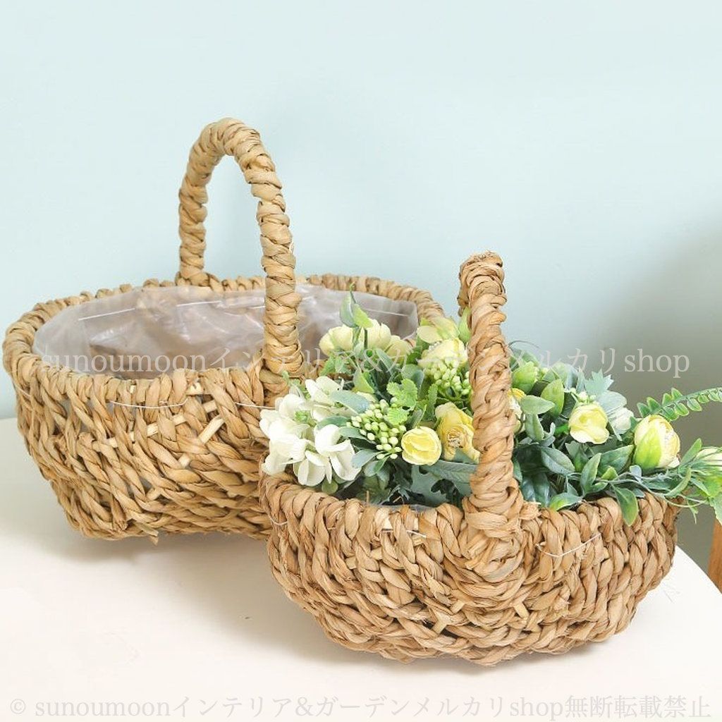 フラワーバスケット 編みかご ガーデン プランター おしゃれ 雑貨