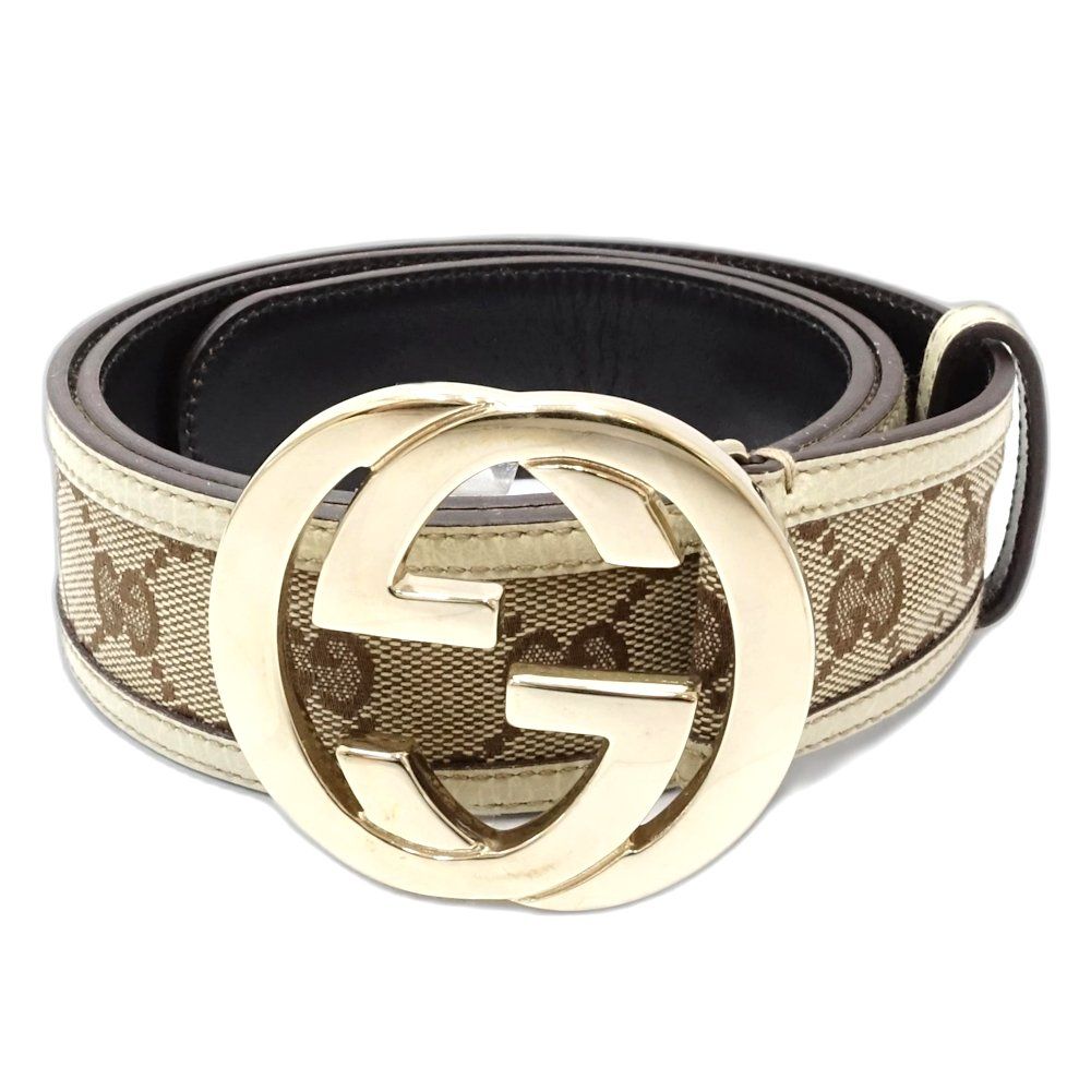 GUCCI グッチ ベルト インターロッキングG 114876 85・34 レザー  