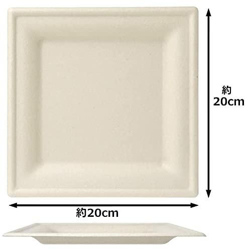 ストリックスデザイン 使い捨て 紙皿 スクエア 20 cm 未晒し 耐水 耐油加工で染みにくい プレート 皿 おしゃれ レンジ対応 バガス