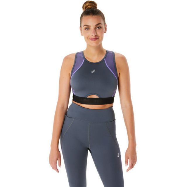 asics アシックス WOMEN MESH PANEL TRAINING キャリアグレー M 2032C710 20 | スポーツ レディース M グレー 服 衣類 衣料品ウェア ウエア フィットネスウェア スポーツブラ メッシュ ブラトップ 吸汗速乾 