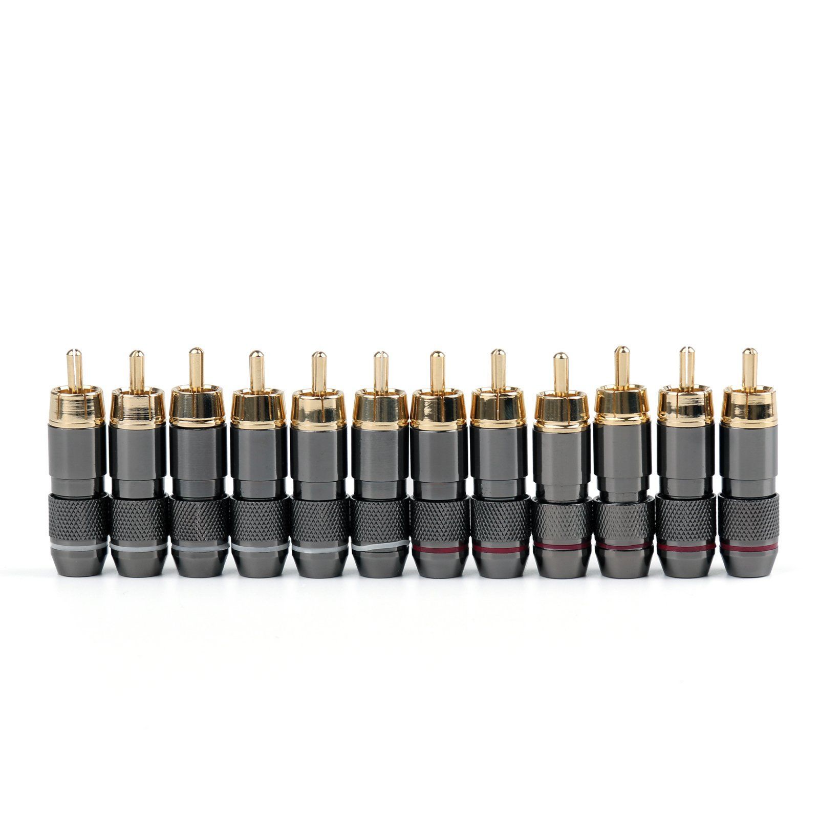 【新着商品】RCA 金メッキ銅、真ちゅう製 プラグ 12個 金メッキ オーディオ Shark(ブルース・サメ) ビデオ u0026 アダプター Bruce コネクター