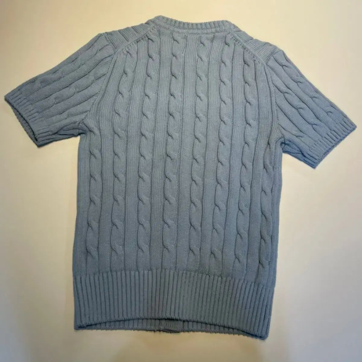 LACOSTE ラコステ ケーブル 半袖 カーディガン 38 ライトブルー