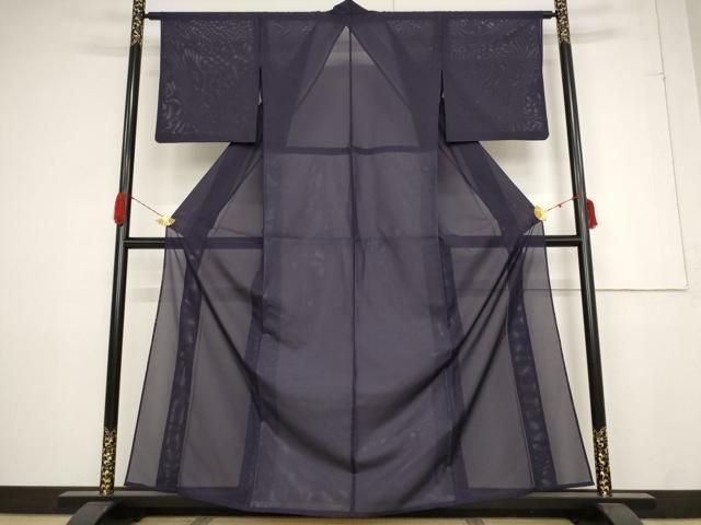 平和屋着物＊夏物 色無地 絽 濃鼠色 洗える着物 AABB0600st