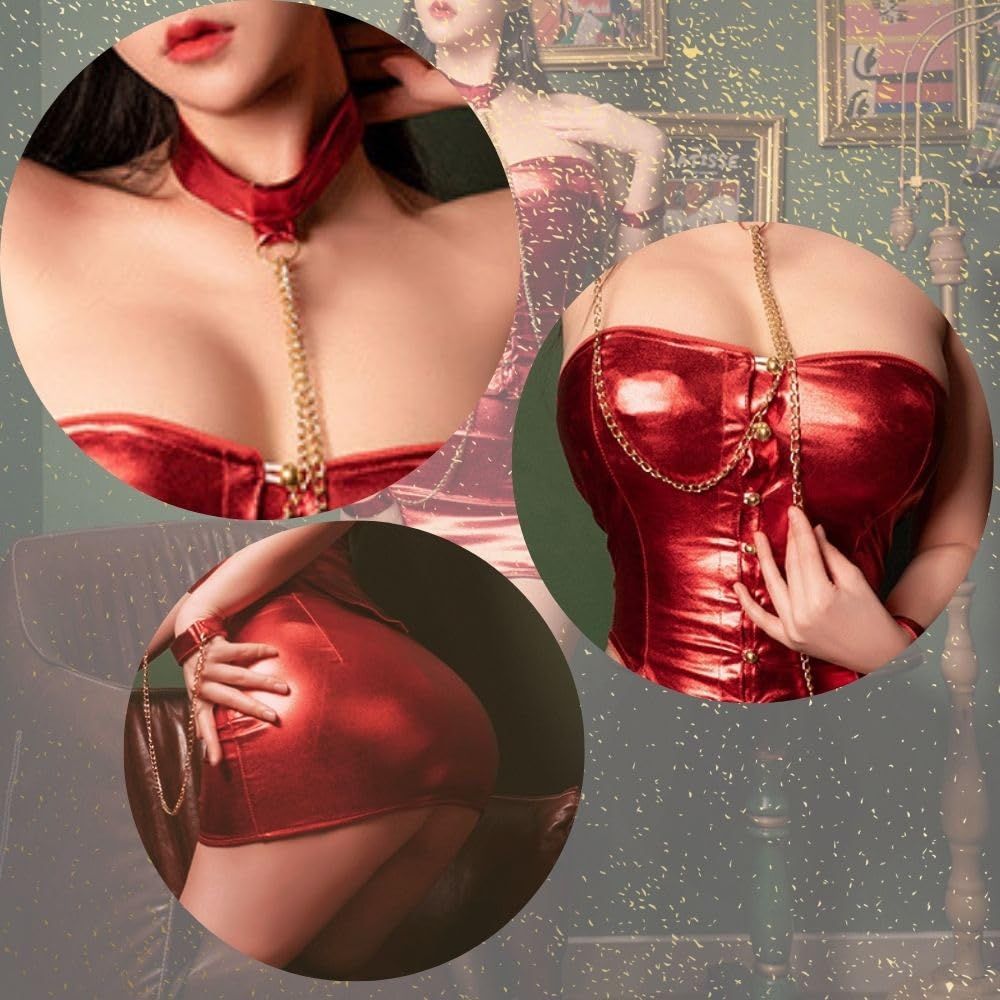 MONEON] 女王様 ボンデージ コスプレ セクシー コスチューム 5点セット