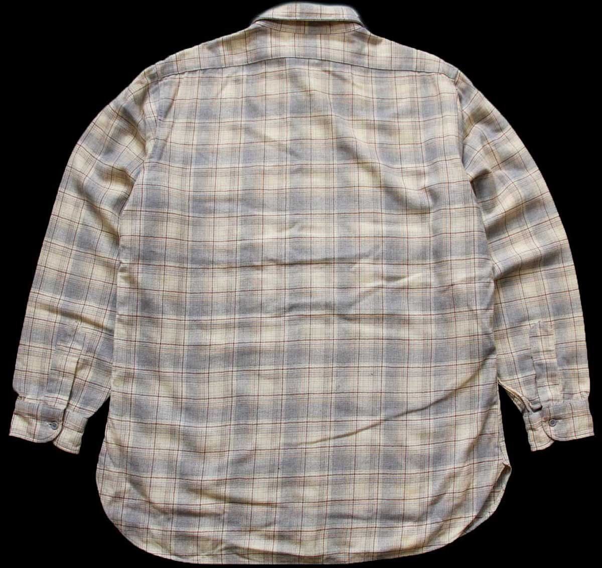 70s USA製 PENDLETONペンドルトン オンブレチェック ウールシャツ XL-L 