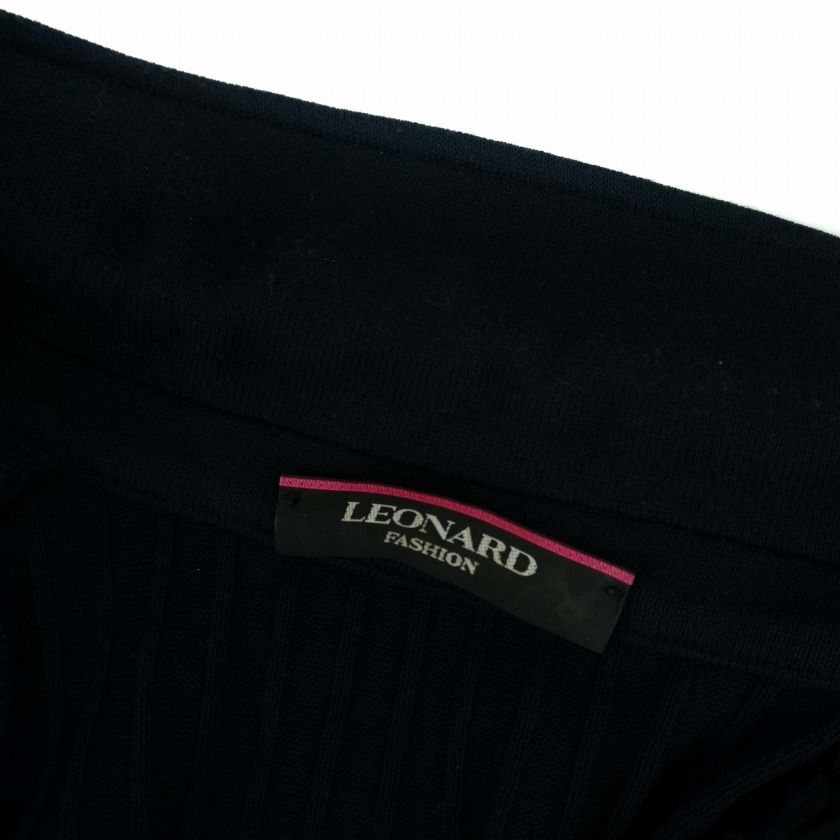 レオナール LEONARD FASHION ニット カーディガン 長袖 リブ 42 M 紺 ネイビー 0367742 /BM - メルカリ