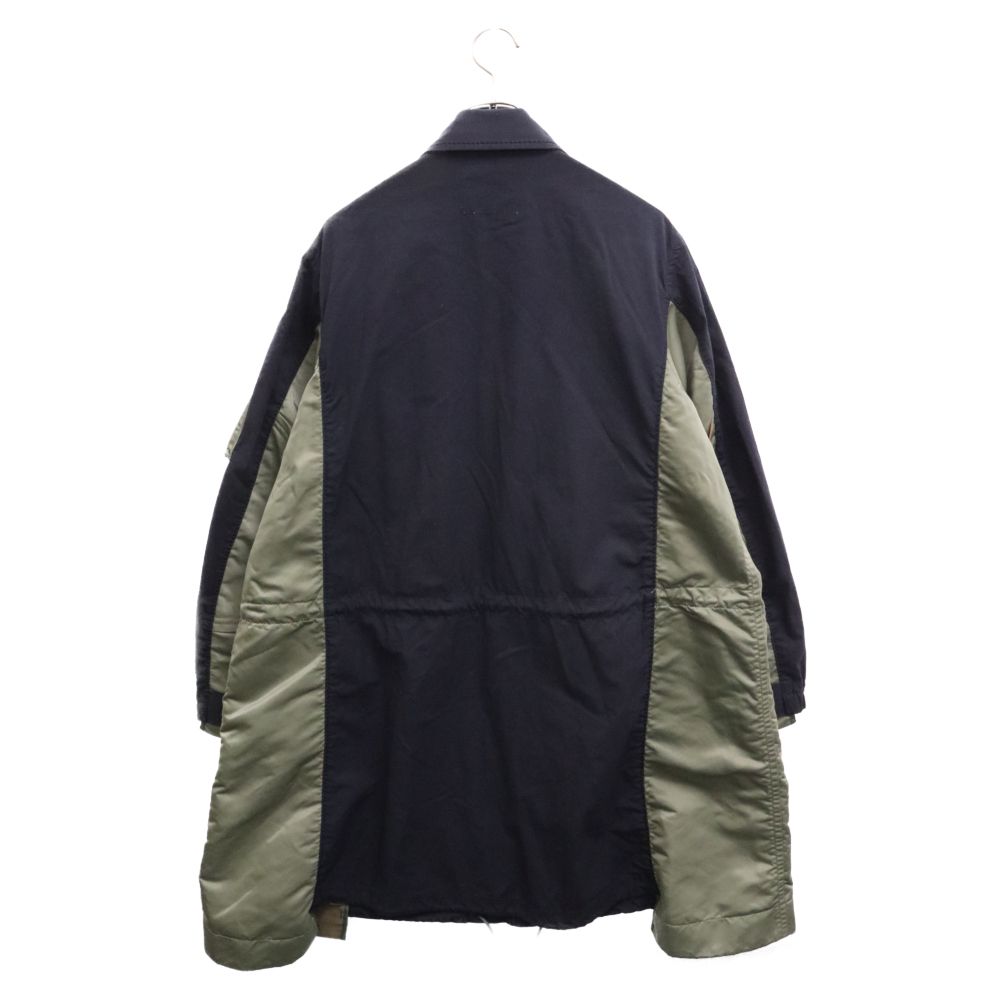 Sacai (サカイ) 21AW Military Coat ナイロンドッキングミリタリーロングコート カーキ ネイビー SCM-035 - メルカリ