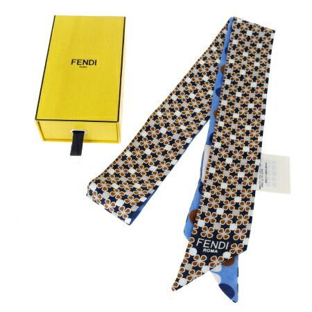 フェンディ FENDI ツイリー スカーフ ライトブルー シルク 注文 100