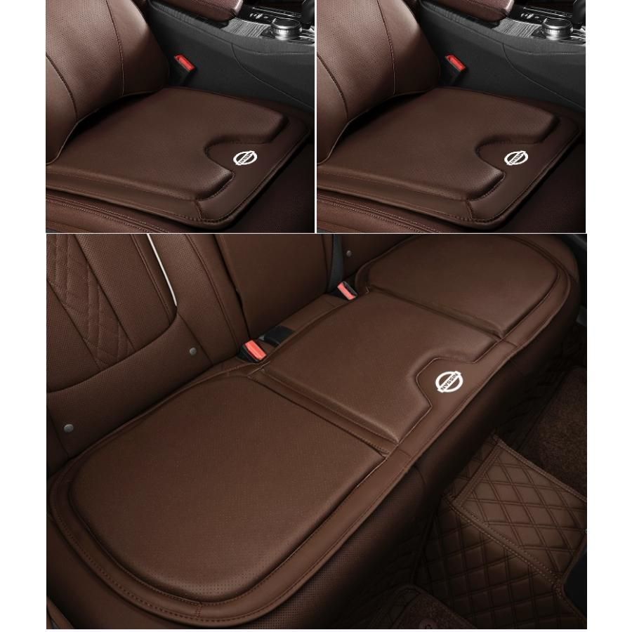 ◆日産 NISSAN◆モカブラウン◆シートクッション カーシートカバー 座布団2点 車の後席1点 座席クッション 車用シート保護 滑り止め ナッパ