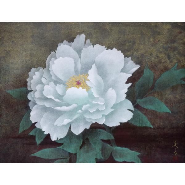 高橋 天山（旧雅号：秀年）「富貴花」日本画10号共シール 院展