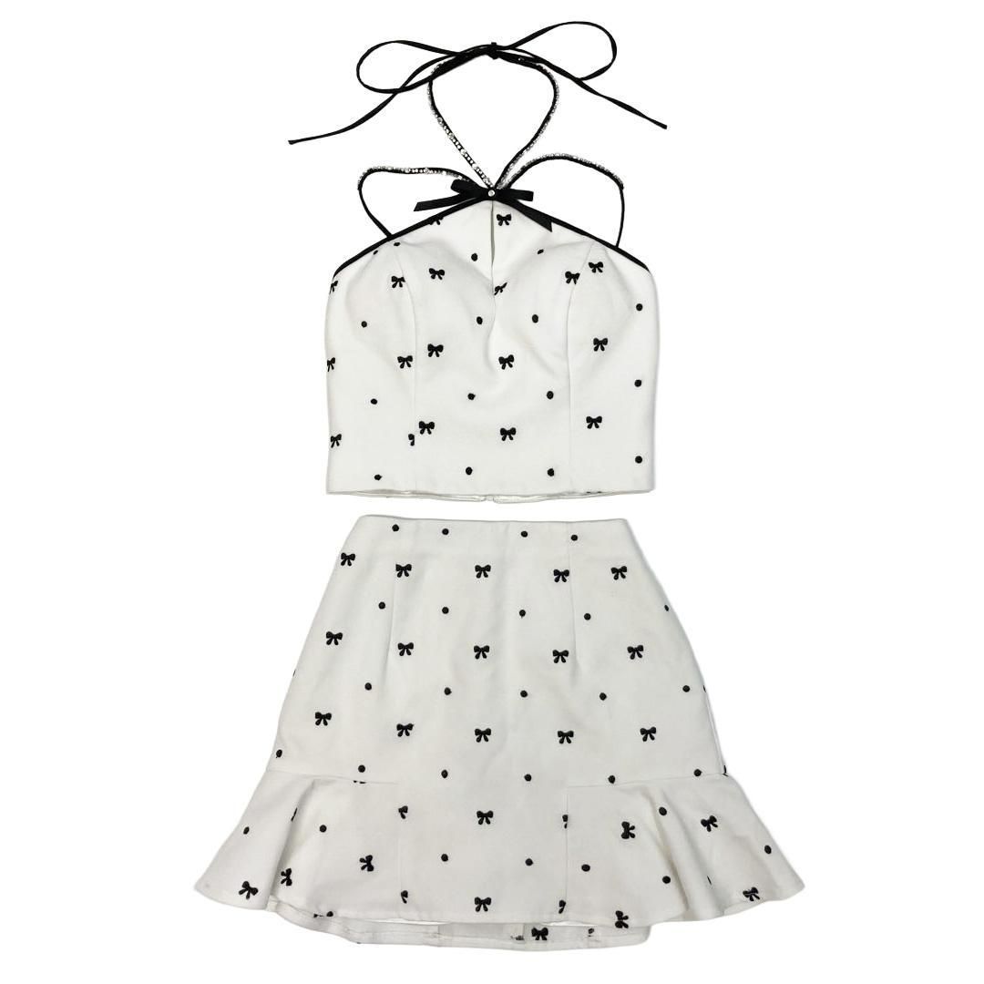 ROBE de FLEURS / ローブドフルール】リボン柄バストカット 