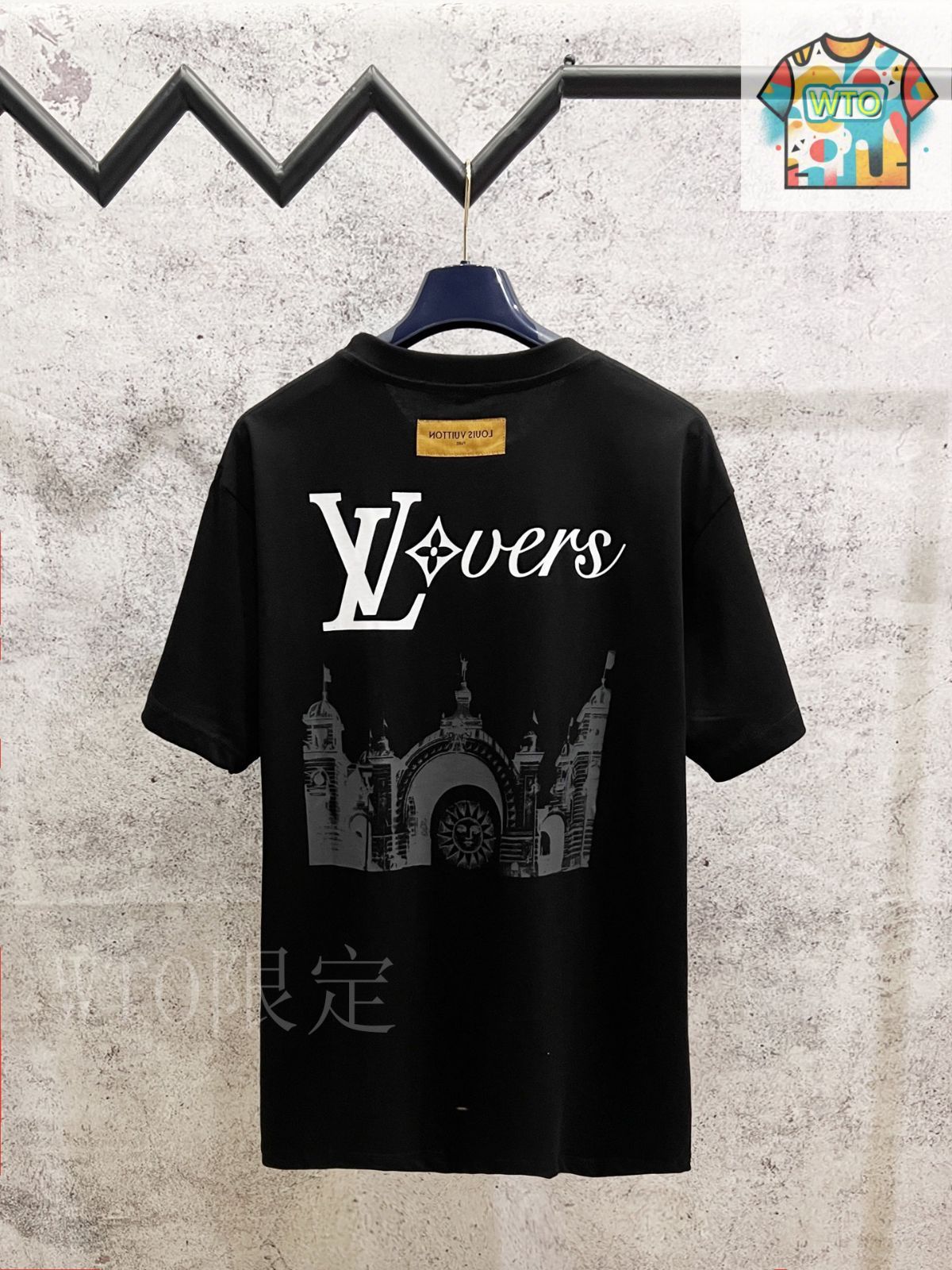 LOUIS VUITTON フリル付きブルーTシャツ Lサイズ ルイヴィトン LVプリンテッドコットンTシャツ XSサイズ美品
