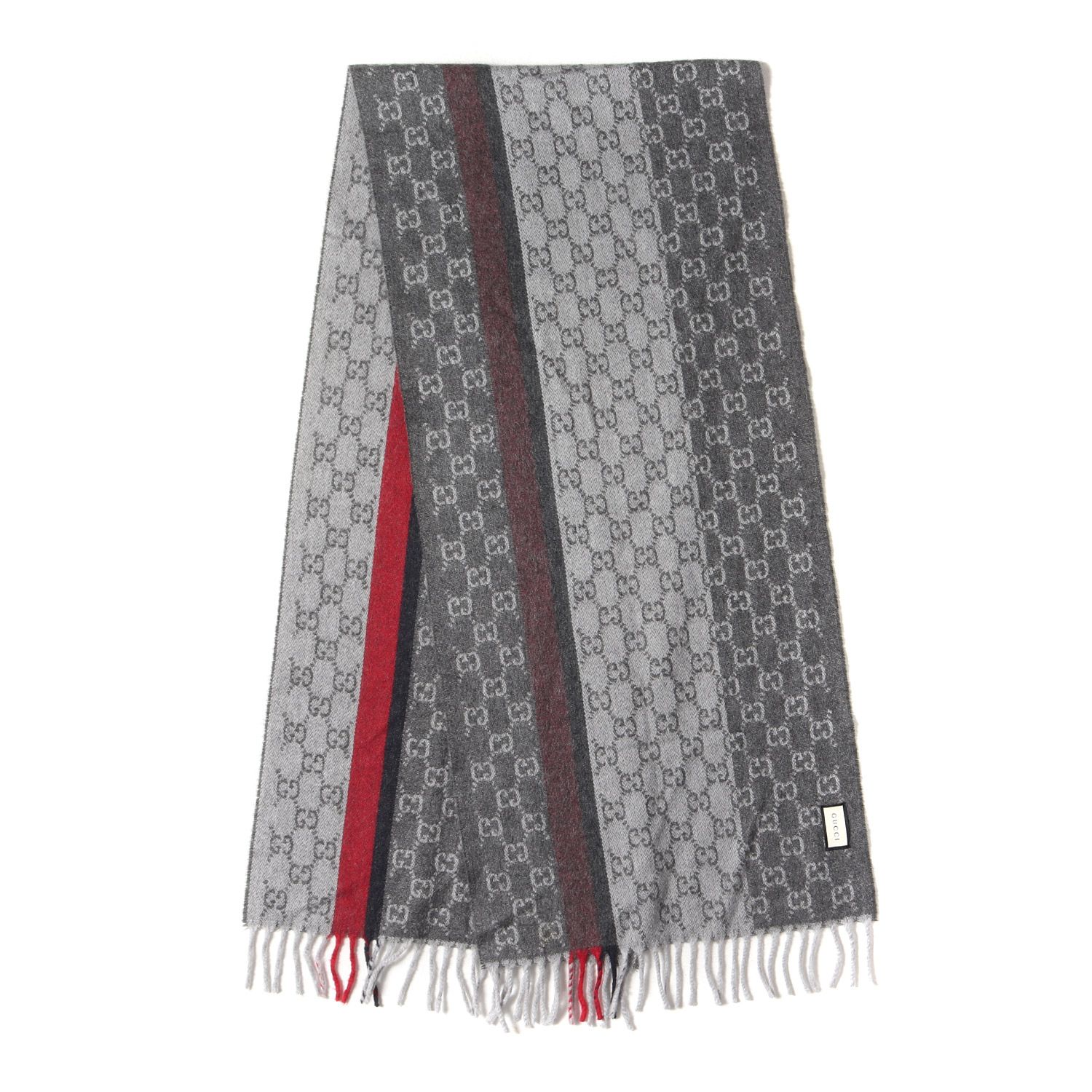 GUCCI グレー ウール マフラー GUCCI グッチ マフラー / GGモノグラム カシミヤ/ウール マフラー