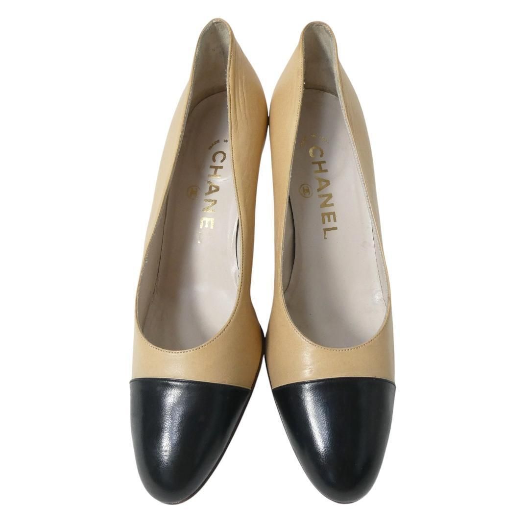 CHANEL シャネル サイズ35 約22㎝ バイカラー レザー ラウンドトゥ