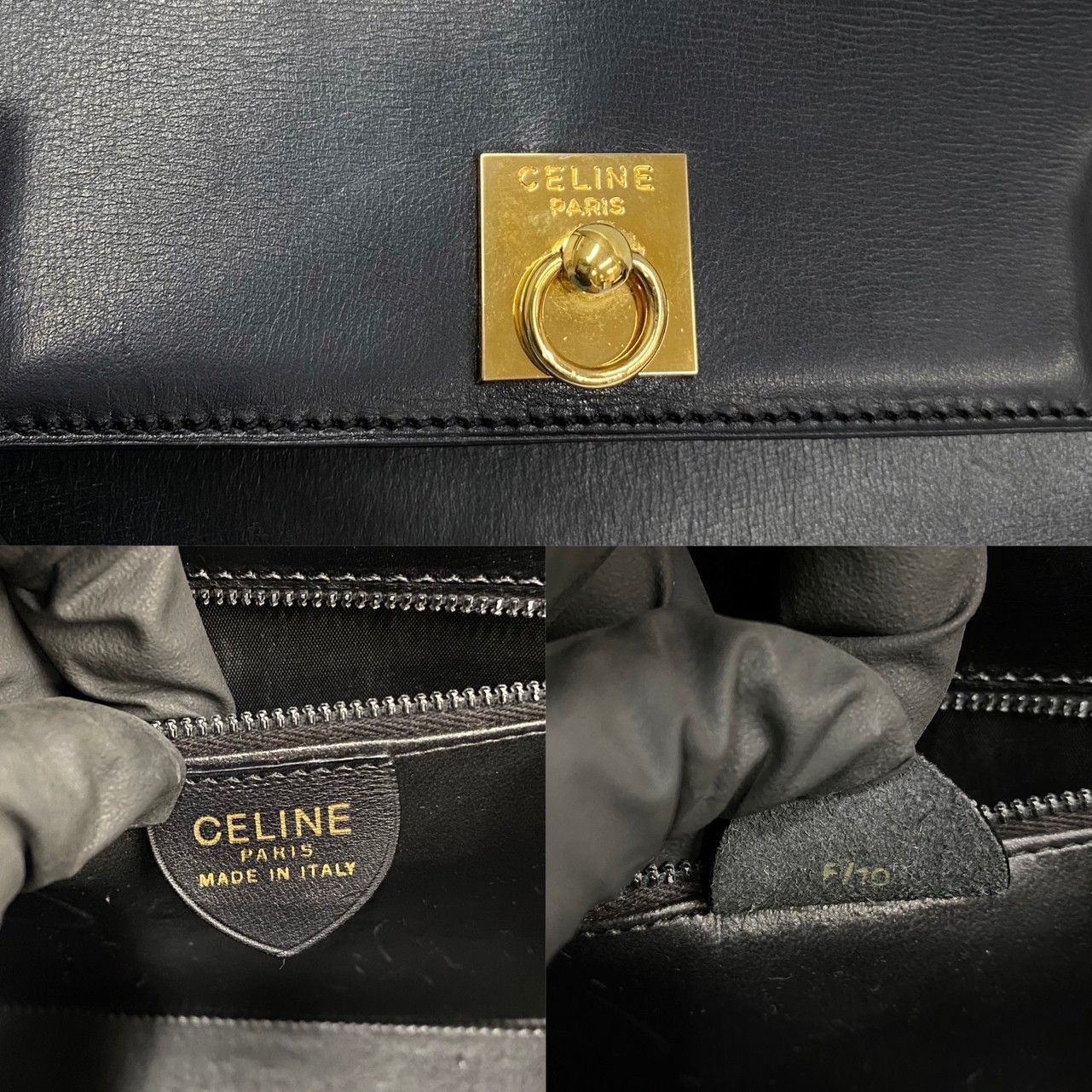 極 美品 希少品 CELINE セリーヌ ヴィンテージ リング 金具 カーフ