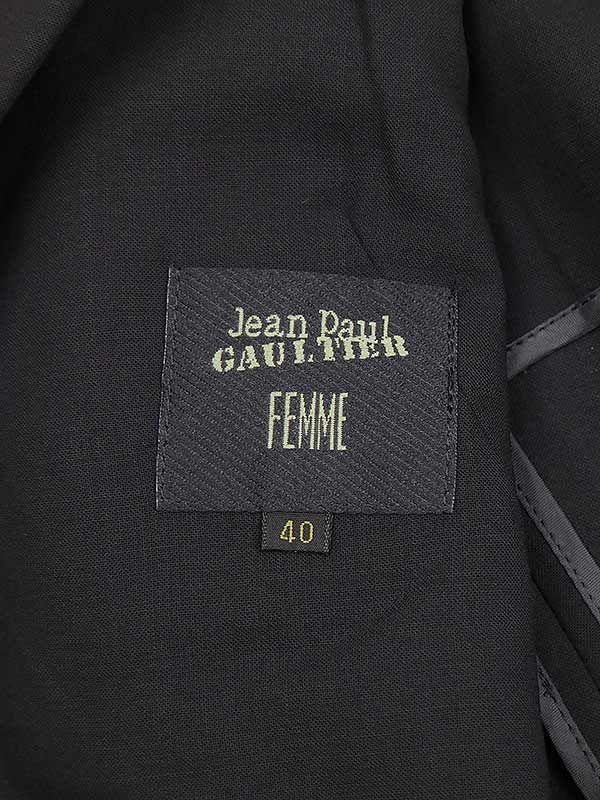 JEAN PAUL GAULTIER FEMME ジャンポールゴルチェ フェム ドローコードアームダブルジャケット ブラック 40