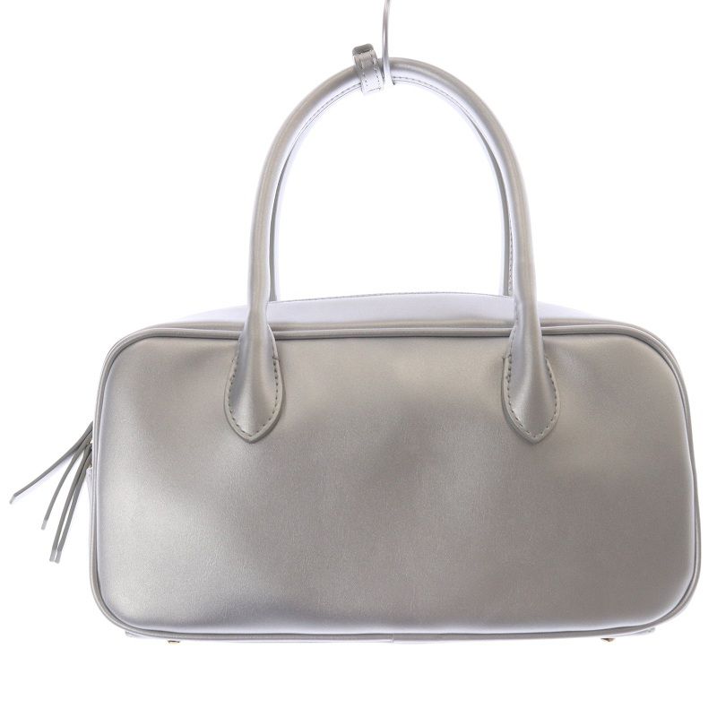 スナイデル SNIDEL 24 AW エンボスロゴボストンバッグ ハンドバッグ ショルダーバッグ 2 way フェイクレザー シルバー色