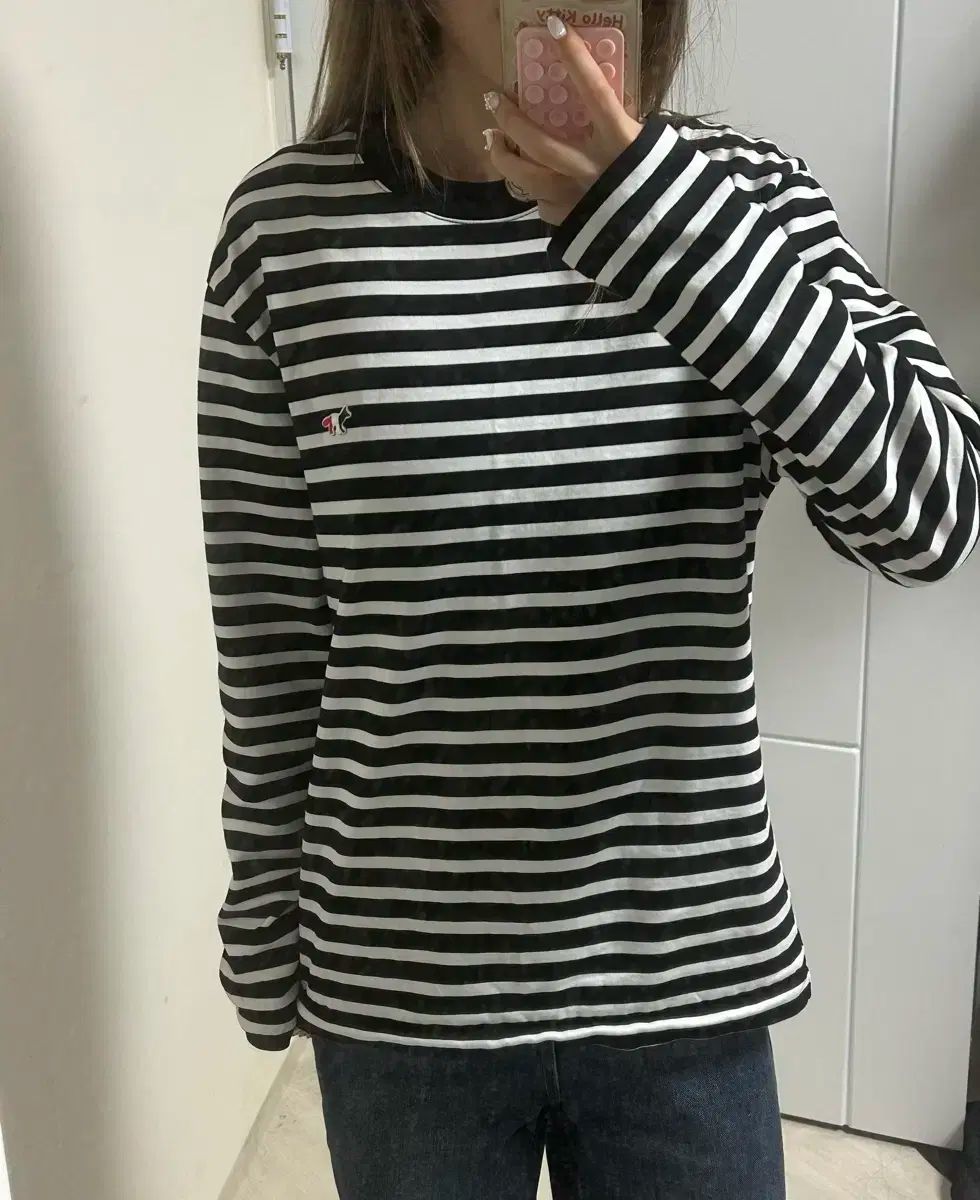 Maison Kitsuné メゾンキツネ ストライプ 長袖 Tシャツ 黒