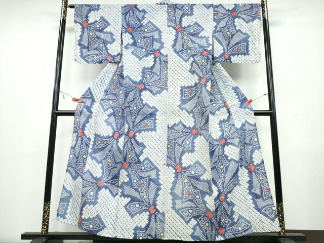 平和屋着物∴夏物 浴衣 有松鳴海絞り 束ね熨斗 綿 CAAW1146ng