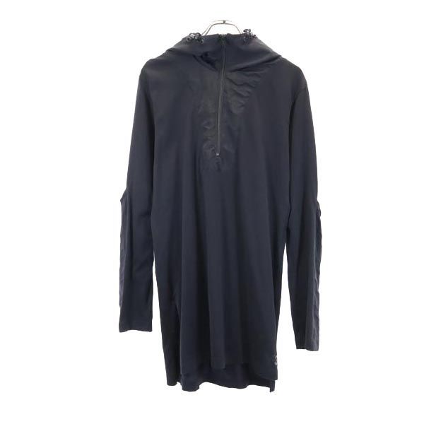 ヨウジヤマモト フード付き ロング ジップパーカー S ブラック Yohji 
