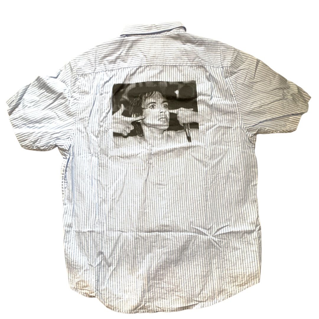 Supreme シュプリーム イギーポップ ストライプシャツ 水色 白 Mサイズ M71022-4