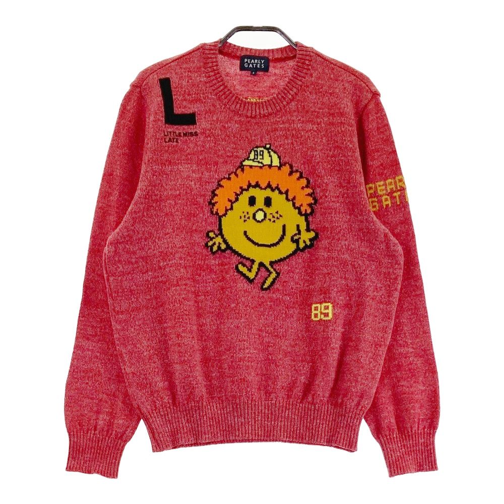 サイズ：4 PEARLY GATES パーリーゲイツ MR.MEN LITTLE MISS 長袖ニットセーター  レッド系 [240101489381] ゴルフウェア メンズ ストスト サイズ：4 PEARLY GATES パーリーゲイツ MR.MEN LITTLE MISS