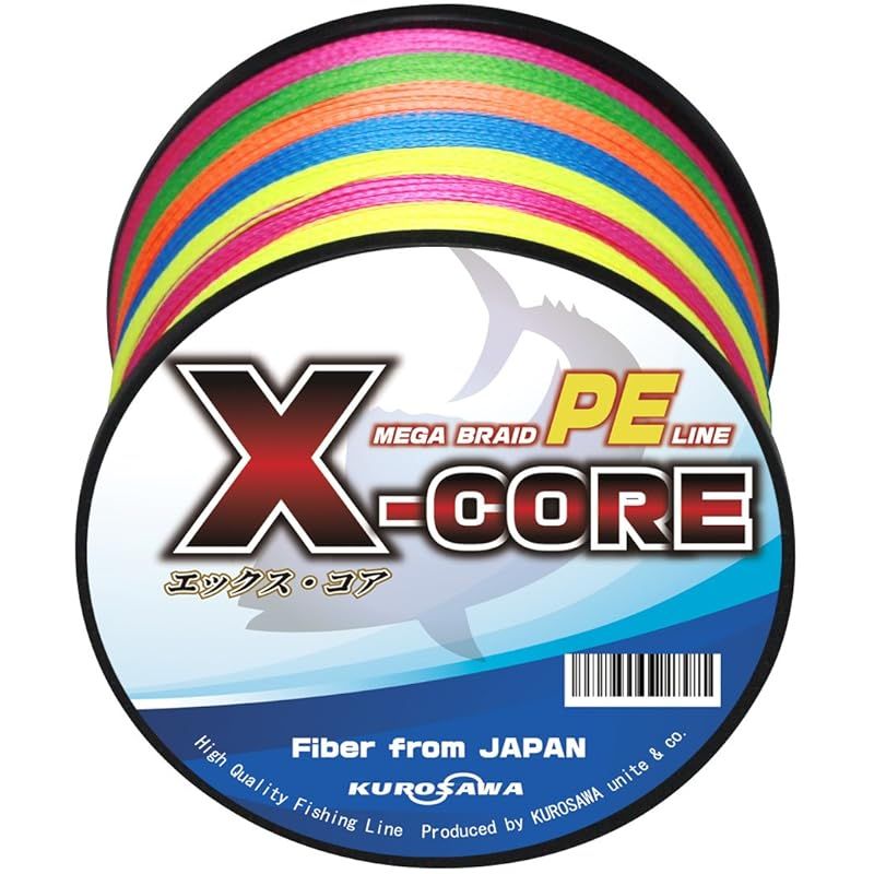 KUROSAWA PEライン X-CORE (5色マルチカラー 300m（8編）， 10号（110lb/49.8kg）) 0