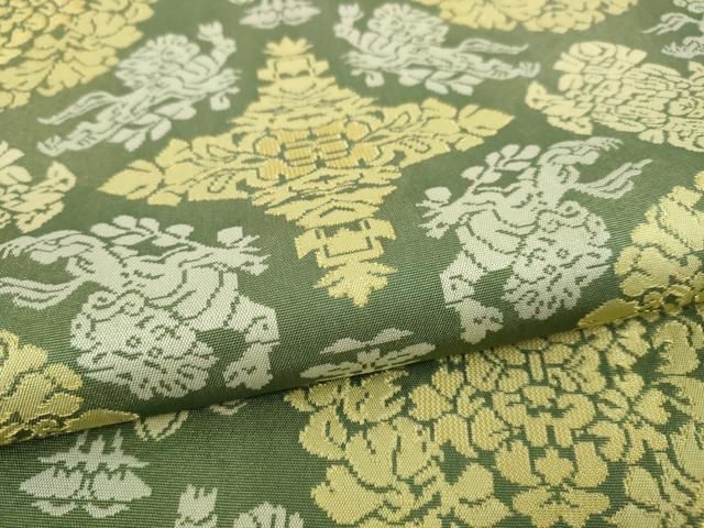 平和屋本店□最高級 人間国宝 北村武資 経錦 六通柄袋帯 正倉院唐獅子  