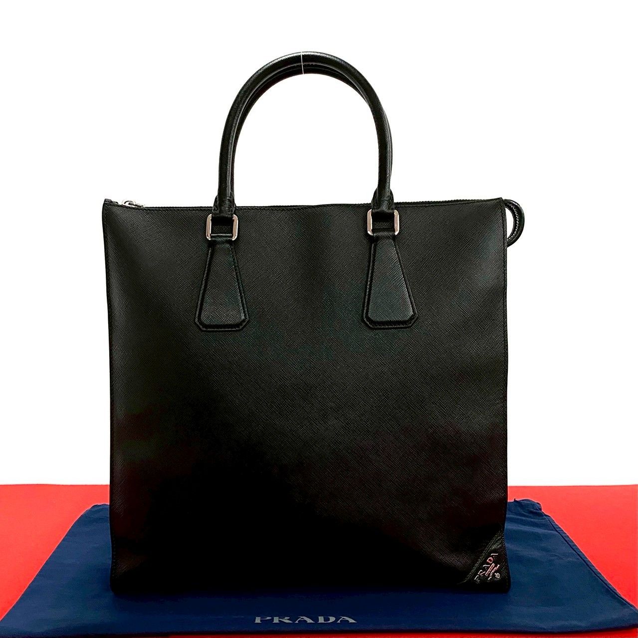 極 美品 希少品 PRADA プラダ ロゴ 金具 サフィアーノ レザー 本革