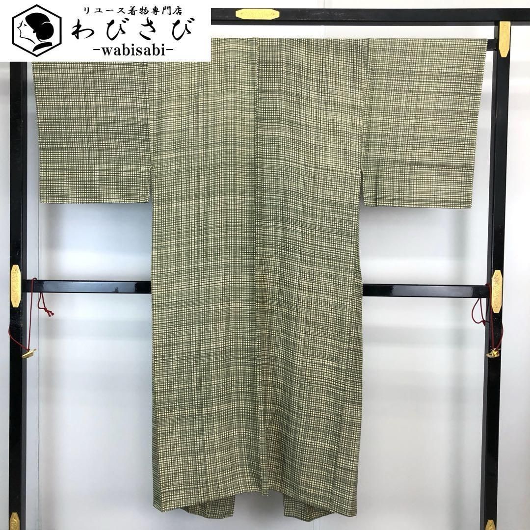 男襦袢 長襦袢 男物 格子模様 蒸栗色 しつけ糸 U-1502