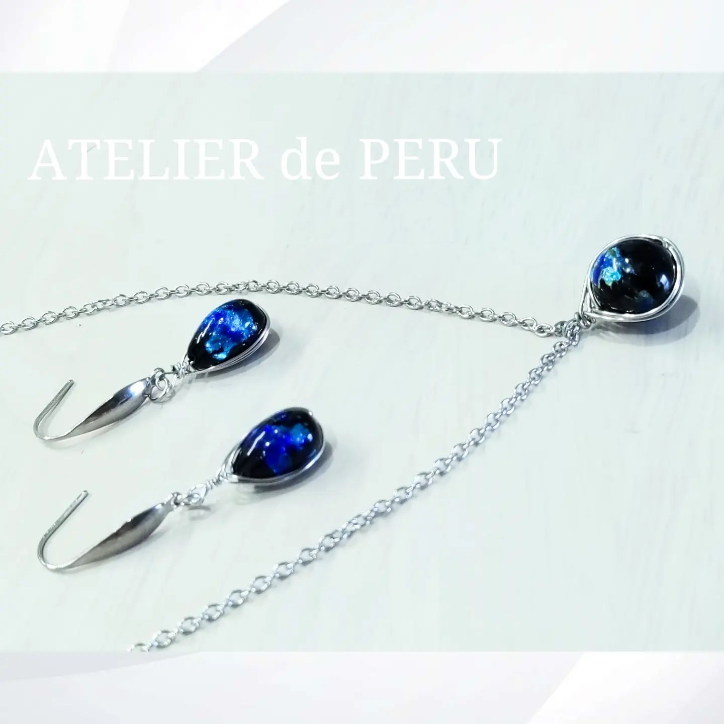 蛍石 琉球ホタルガラス ネックレスとピアスのセット - ATELIER de PERU