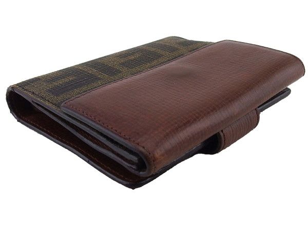 極美品】フェンディ 長財布 二つ折り財布 キャンバス×レザー 小銭入れ