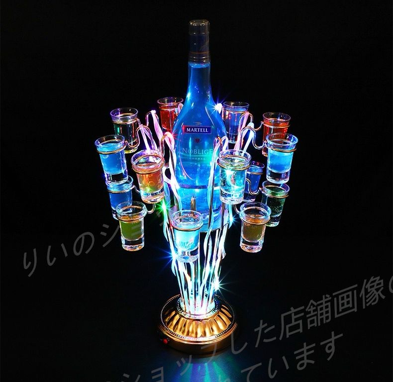 テキーラ  LED酒ボトルの表示棚 おしゃれ  雰囲気盛り上がる カクテルグラスホルダーLED酒グラスラック  カウンタートップワイングラスホルダー 自立型の卓上テキーラカップの収納ラッ  （