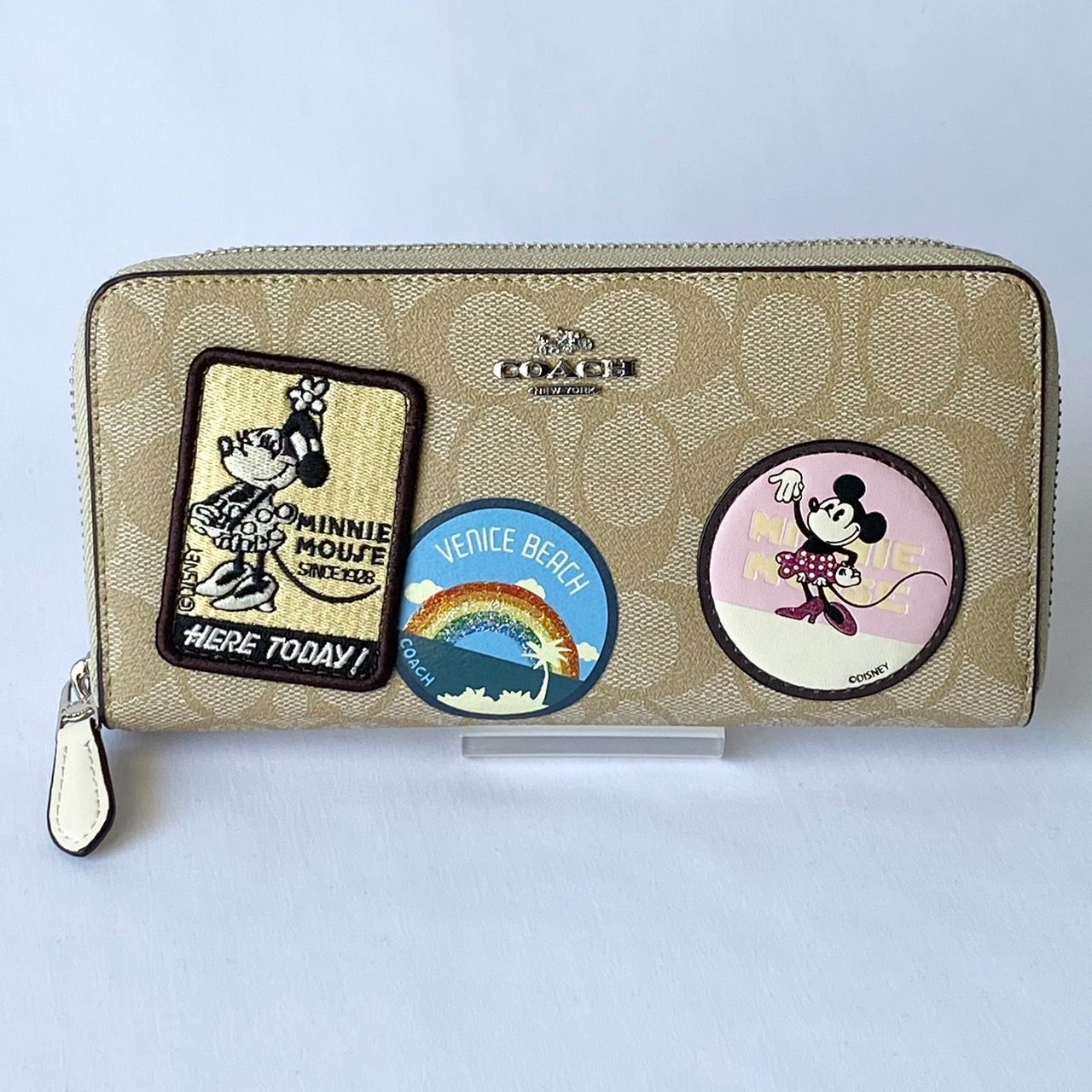 COACH 長財布 ディズニー ミニーコラボ F29380 ライトカーキ