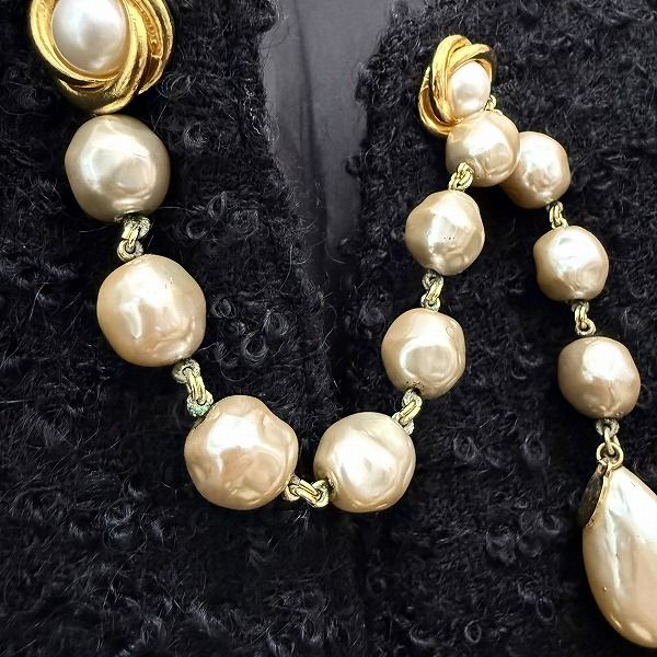 JANインゲボルグ　黒ジャケット パールチェーンリボン付き JANインゲボルグ 黒ジャケット パールチェーンリボン付き お