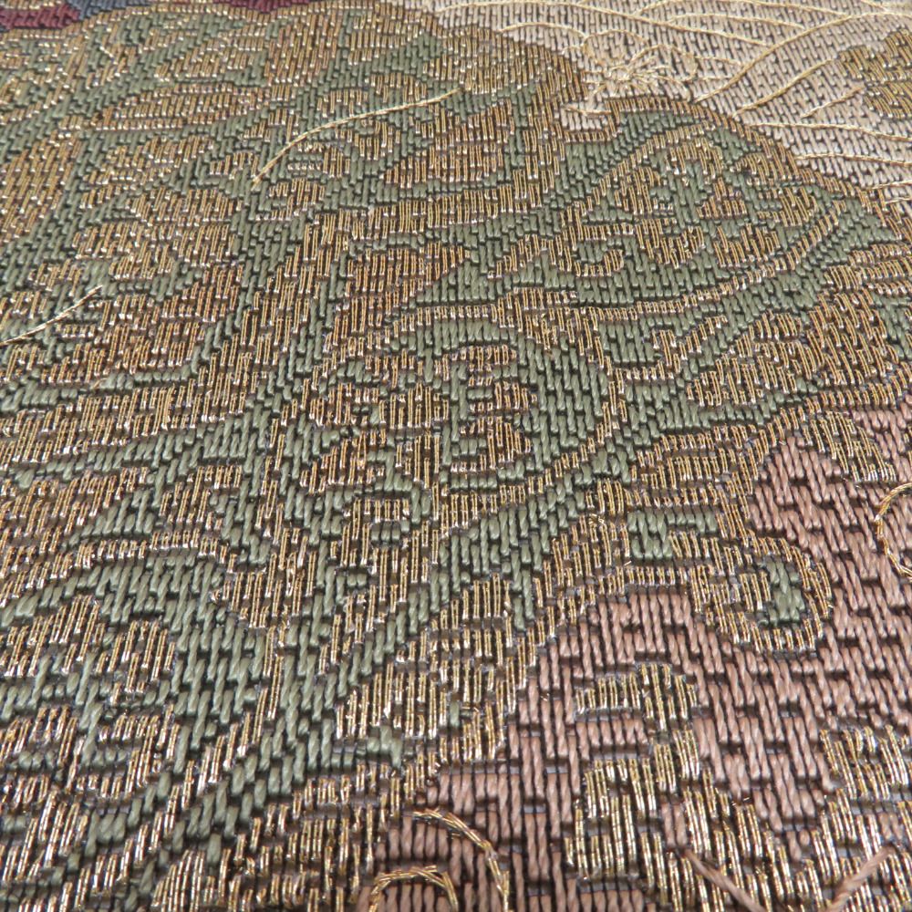袋帯 絽刺し刺繍 総刺繍 全通柄 正絹 雪輪紋 金糸 フォーマル 仕立て