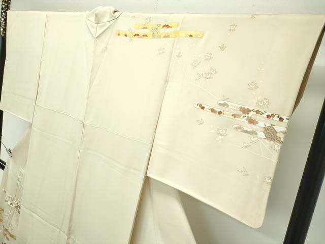 平和屋本店■極上　銀座きしや　訪問着　駒刺繍　エ霞草花文　暈し染め　金彩　砥粉色地　逸品　CZAA3831s5 平和屋本店□極上 銀座きしや 訪問着 駒刺繍 エ霞草花文 暈し染め 金彩