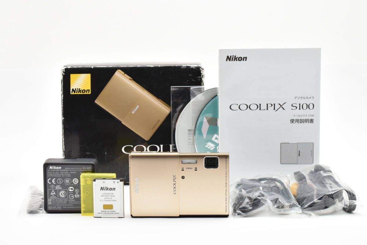 ☆未使用保管品☆ ニコンNikon COOLPIX S100 シャイニーゴールド 元箱