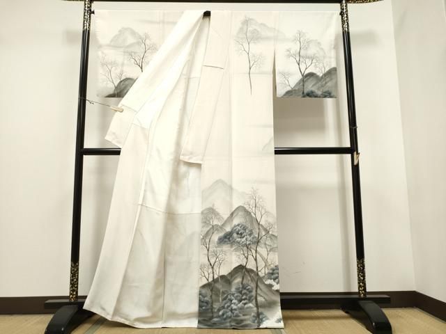 平和屋着物▽訪問着 単衣 作家物 渡橋水車地紋 暈し染め