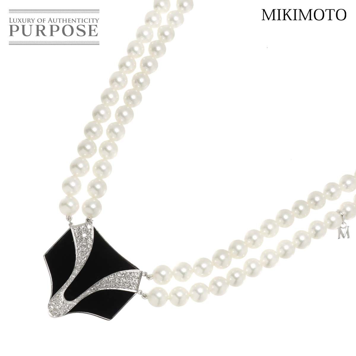 ミキモト MIKIMOTO 南洋真珠 6.8-6.4mm ダイヤ オニキス ネックレス