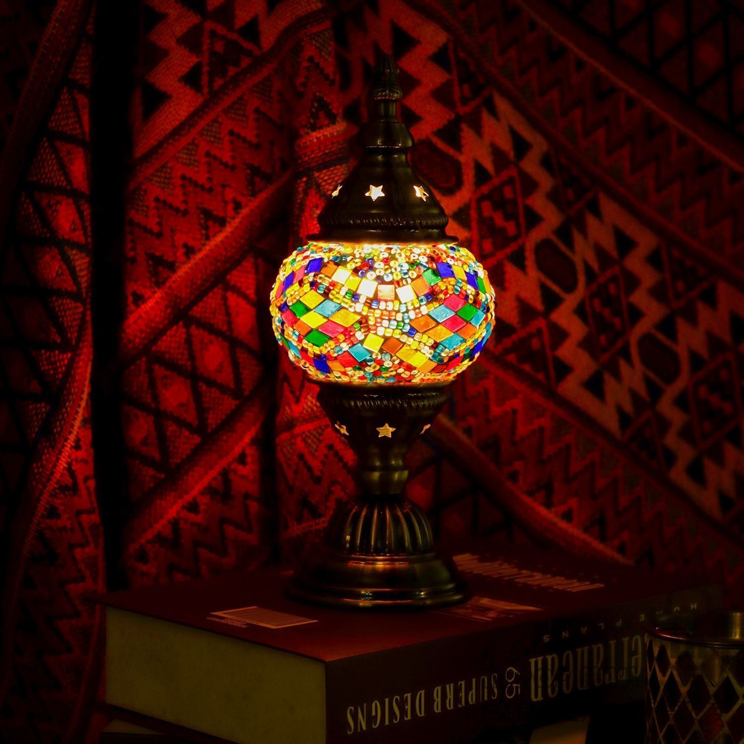 トルコ モザイクランプ コードレス LED テーブルランプ 卓上ライト