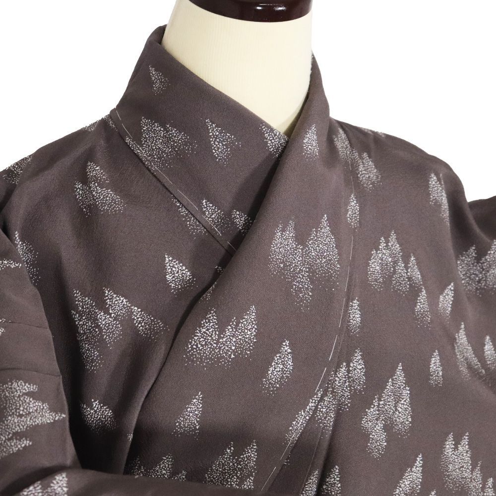 川村久太郎氏作 訪問着 袷 正絹 濃茶 北山杉 曲水 13号 Sサイズ