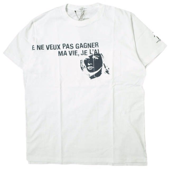 新品 Engineered Garments エンジニアードガーメンツ アメリカ製 Printed Cross Crew Neck T-shirt - Girl クロスオーバークルーネックポケットTシャツ M WHITE 半袖 トップス g16245