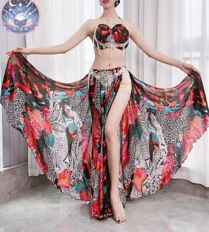 ベリーダンス衣装 上下セット 羽根 ストア ブラ スカート オーダー