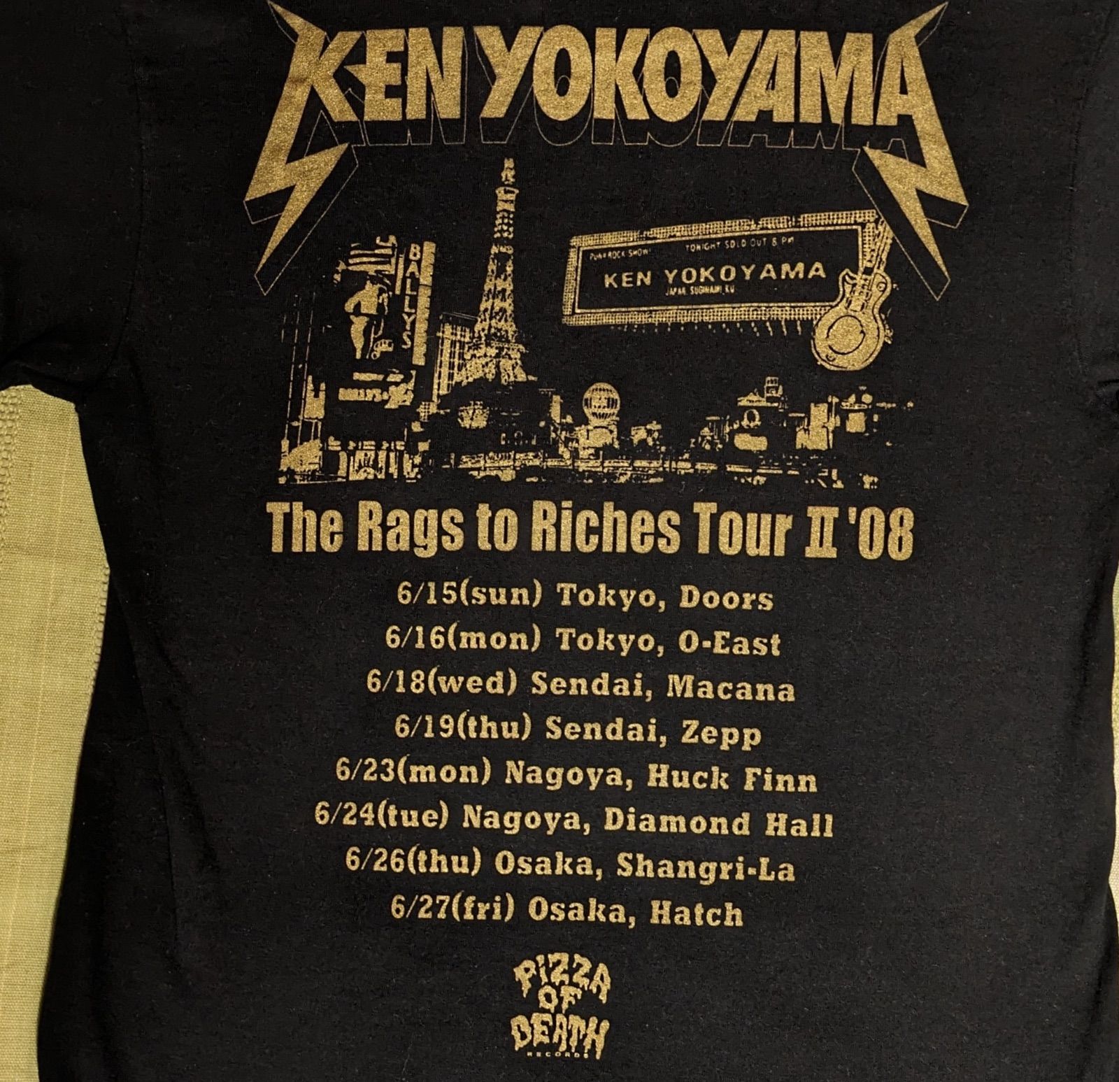 PIZZA OF DEATH ピザオブデス KEN YOKOYAMA 横山健☆バンドT 黒 金 