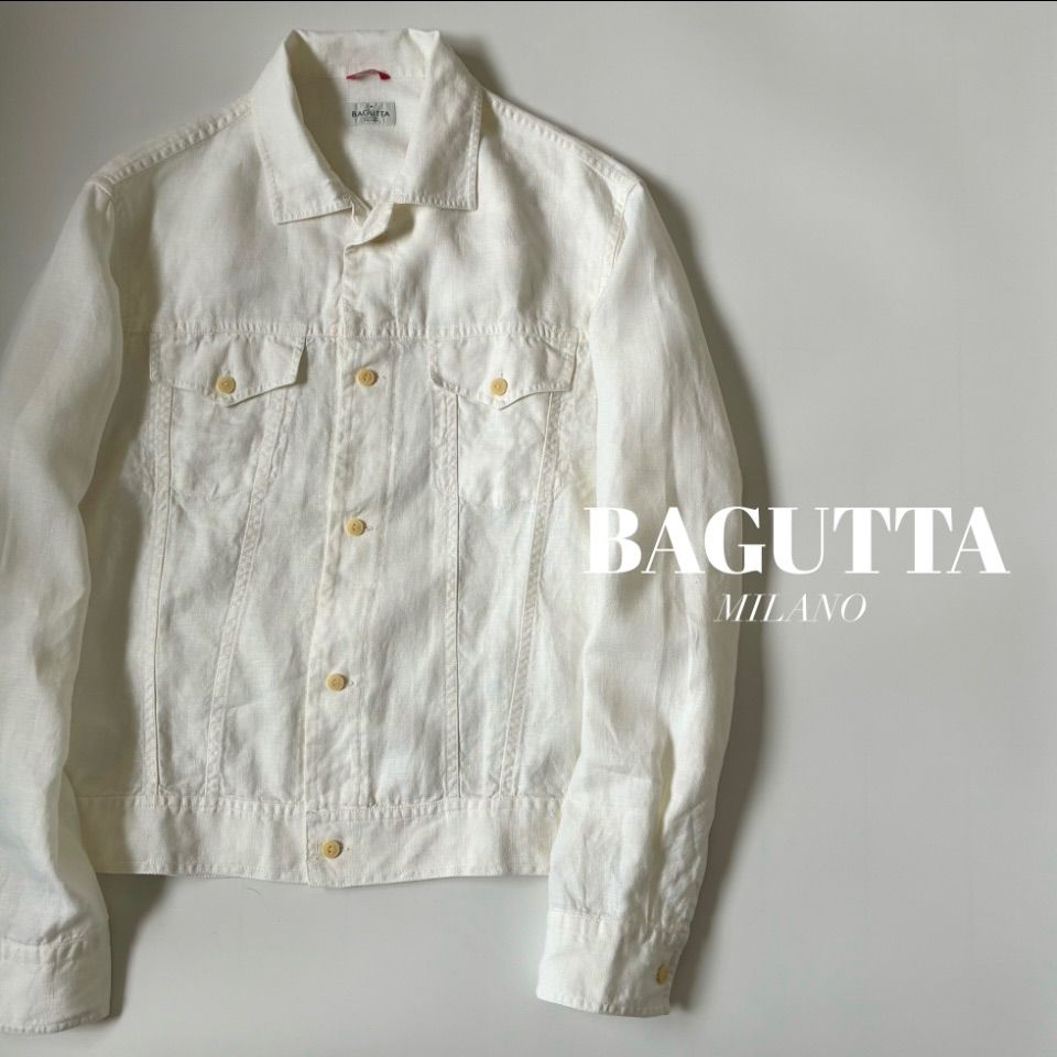 ビームス BAGUTTA リネントラッカーズジャケット オフホワイト ビームス BAGUTTA リネントラッカーズジャケット オフホワイト