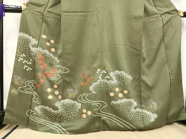 ［3145］［3925］訪問着 草花文 落款有 作家物 金彩 正絹 着物 袷 楽天市場】【中古】 訪問着 リサイクル 着物 正絹 袷 フォーマル