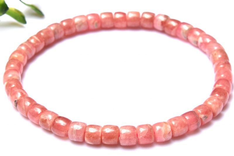 （高品質）アルゼンチン産インカローズブレスレット 1点物】アルゼンチン産 インカローズ 4x5mm チューブ ブレスレット