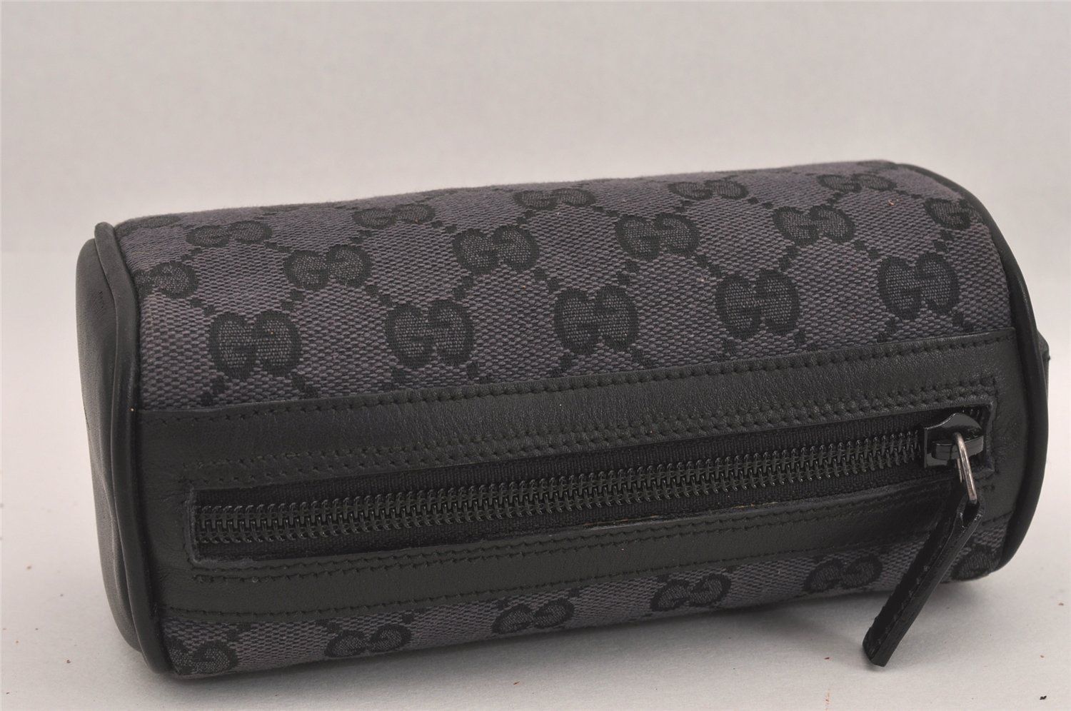 GUCCI グッチ ヴィンテージ ポーチ 財布 GGキャンバス レザー ブラック